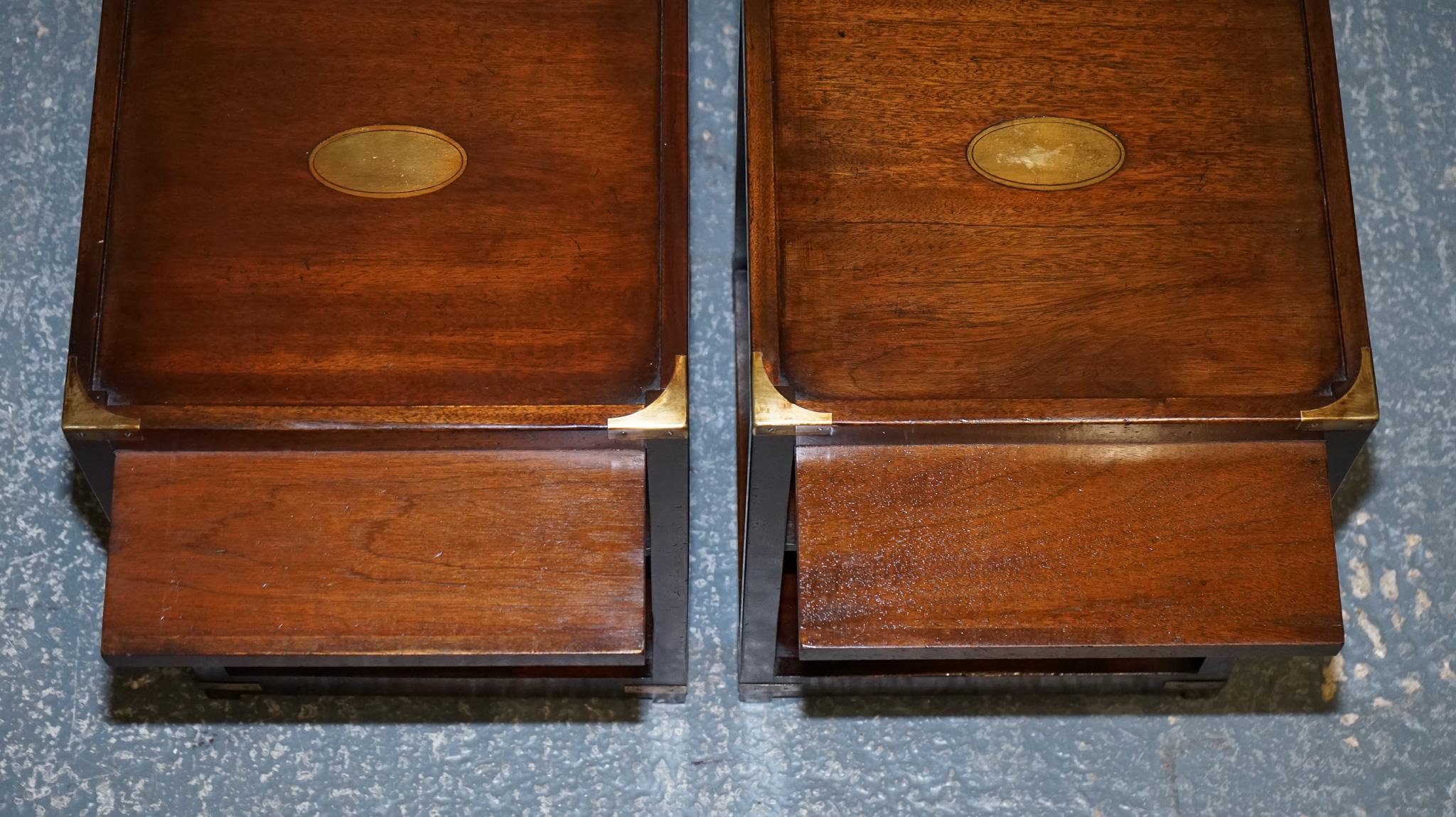 RESTORED PAiR OF HARRODS KENNEDY DOUBLE SIDED CAMPAIGN SIDE TABLES BUTLER TRAYS  5