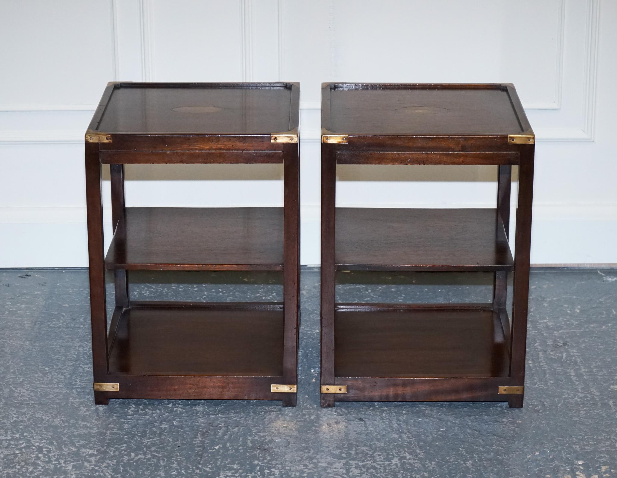
We are delighted to offer for sale this Gorgeous Pair of Kennedy for Harrods Campaign Side Tables.

A very good looking and well made pair. Made in the very popular military campaign style by Kennedy and Retailed through Harrods, the frame is