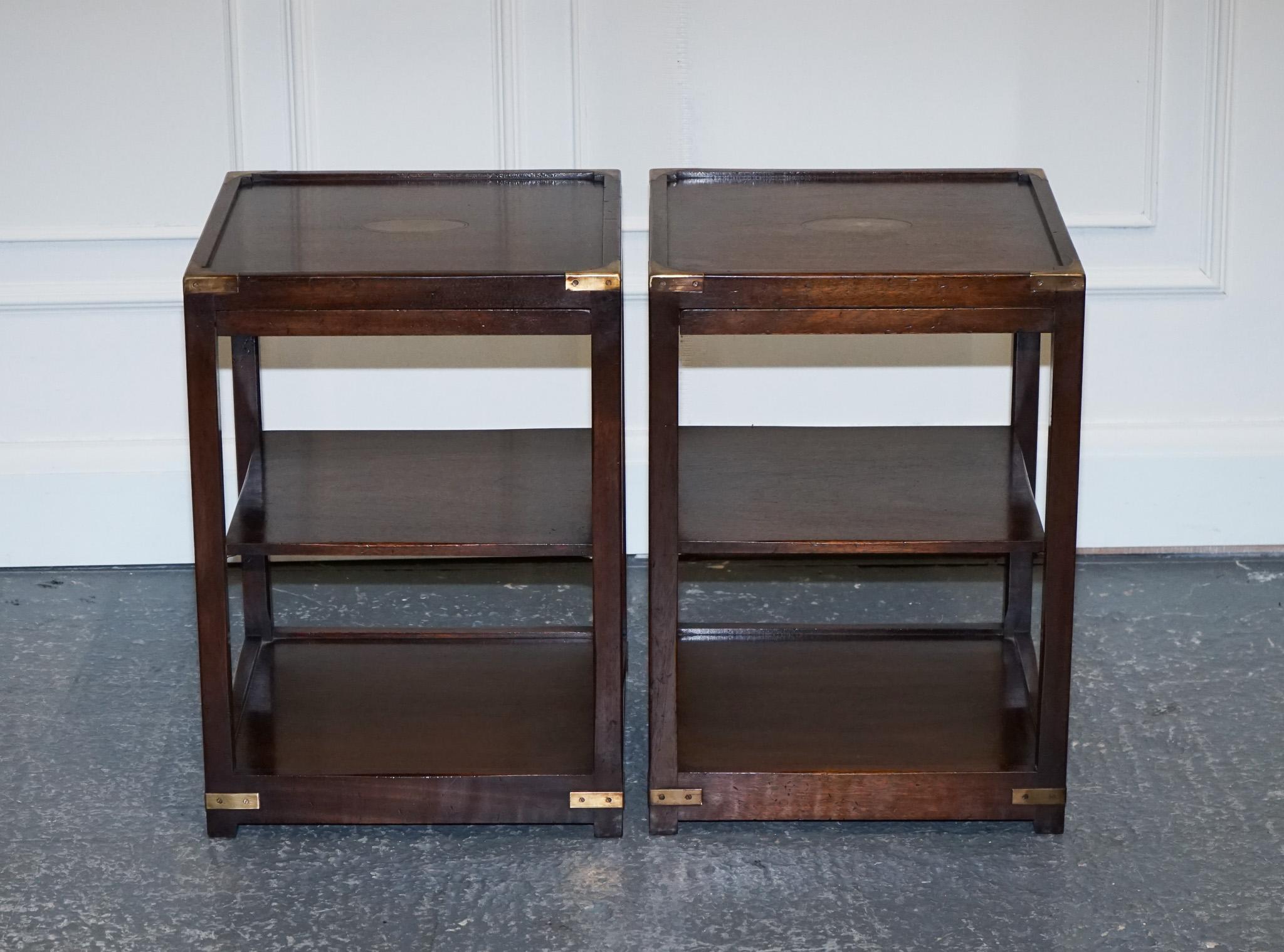 Campaign RESTORED PAiR OF HARRODS KENNEDY DOUBLE SIDED CAMPAIGN SIDE TABLES BUTLER TRAYS 