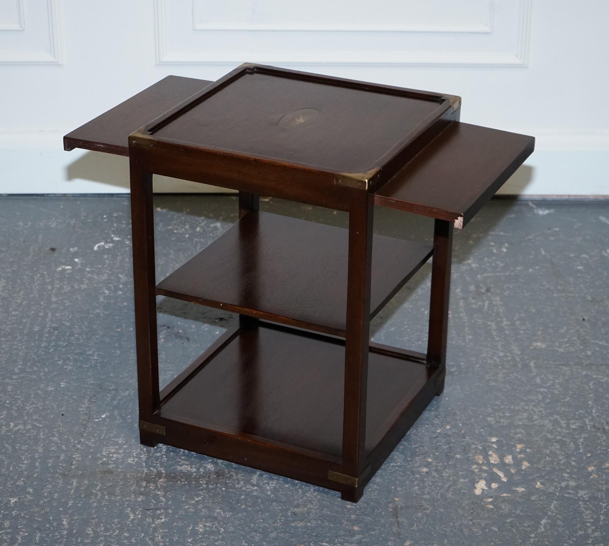 20th Century RESTORED PAiR OF HARRODS KENNEDY DOUBLE SIDED CAMPAIGN SIDE TABLES BUTLER TRAYS 