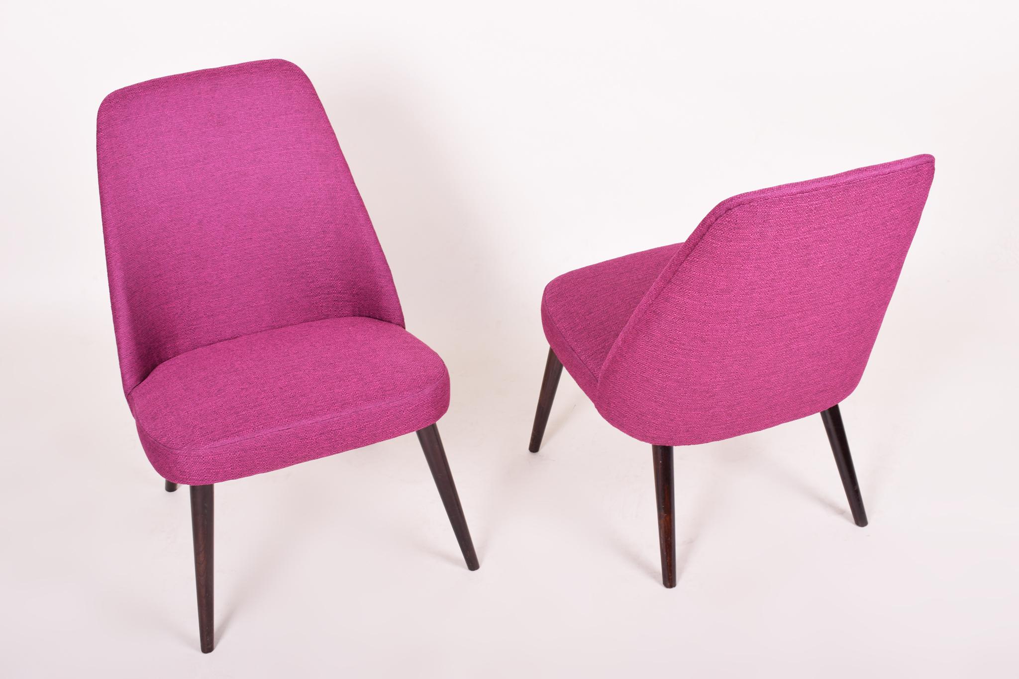 Fabric Restored Pair of Midcentury Chairs, Made in 1950s Czechia, Fully Restored For Sale
