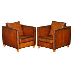Paire d'armoires club MOROSO CROCODILE ALLIGATOR PATINA en cuir marron récupérée