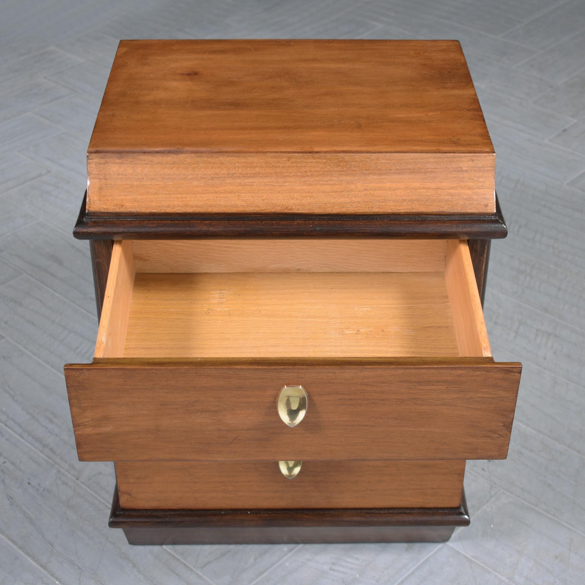1960s Mid-Century Modern Walnut Nightstands - A Timeless Pair Restored For Sale 2