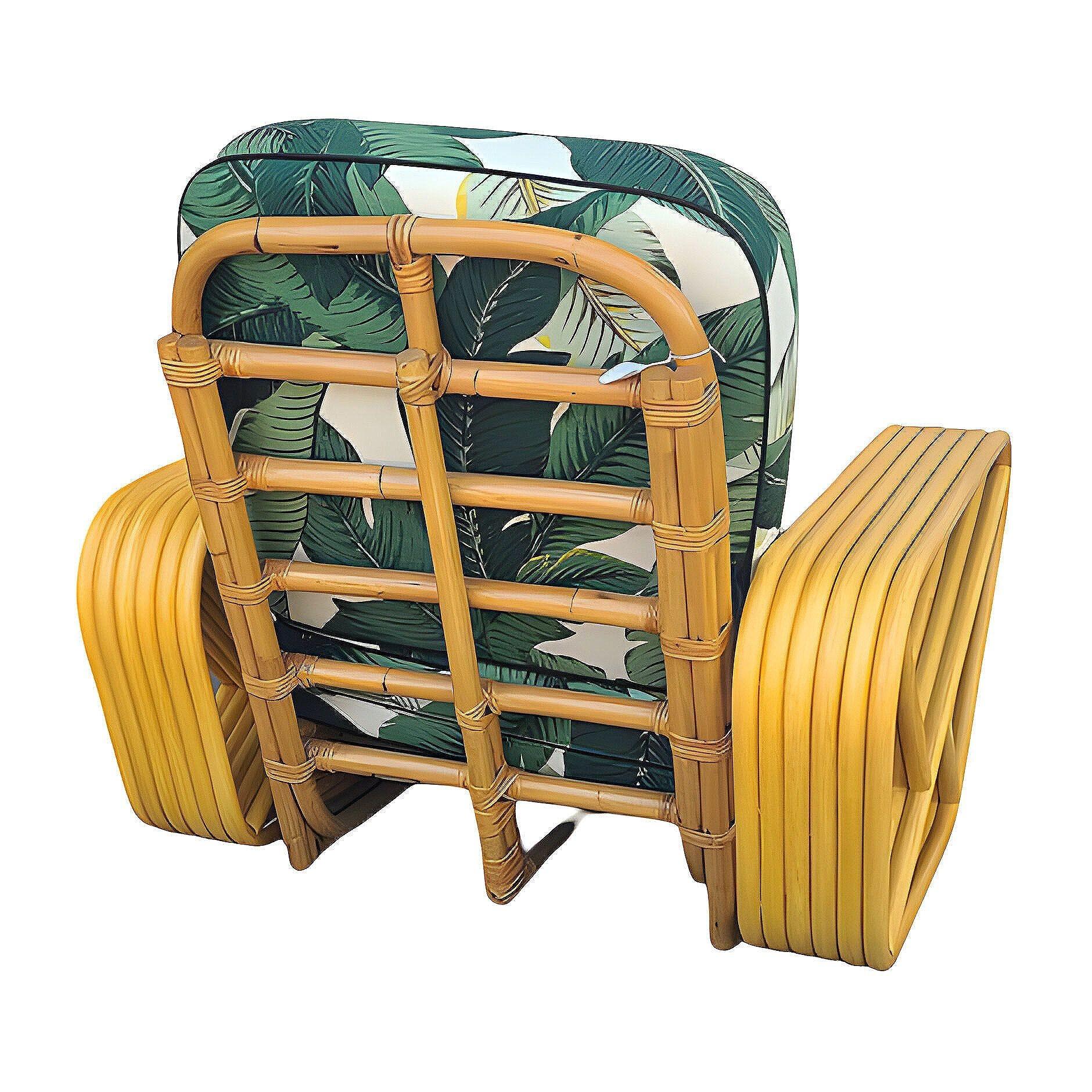 American Restored Paul cfrankl Style 6-Strand Square Pretzel Rattan Lounge Chair For Sale