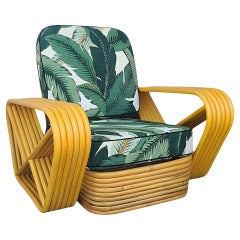 Restored Paul cfrankl Style 6-Strand Square Pretzel Rattan Lounge Chair