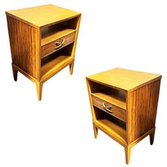 Restored Paul Frankl Combed Wood Bedside Table for Brown Saltman, Pair