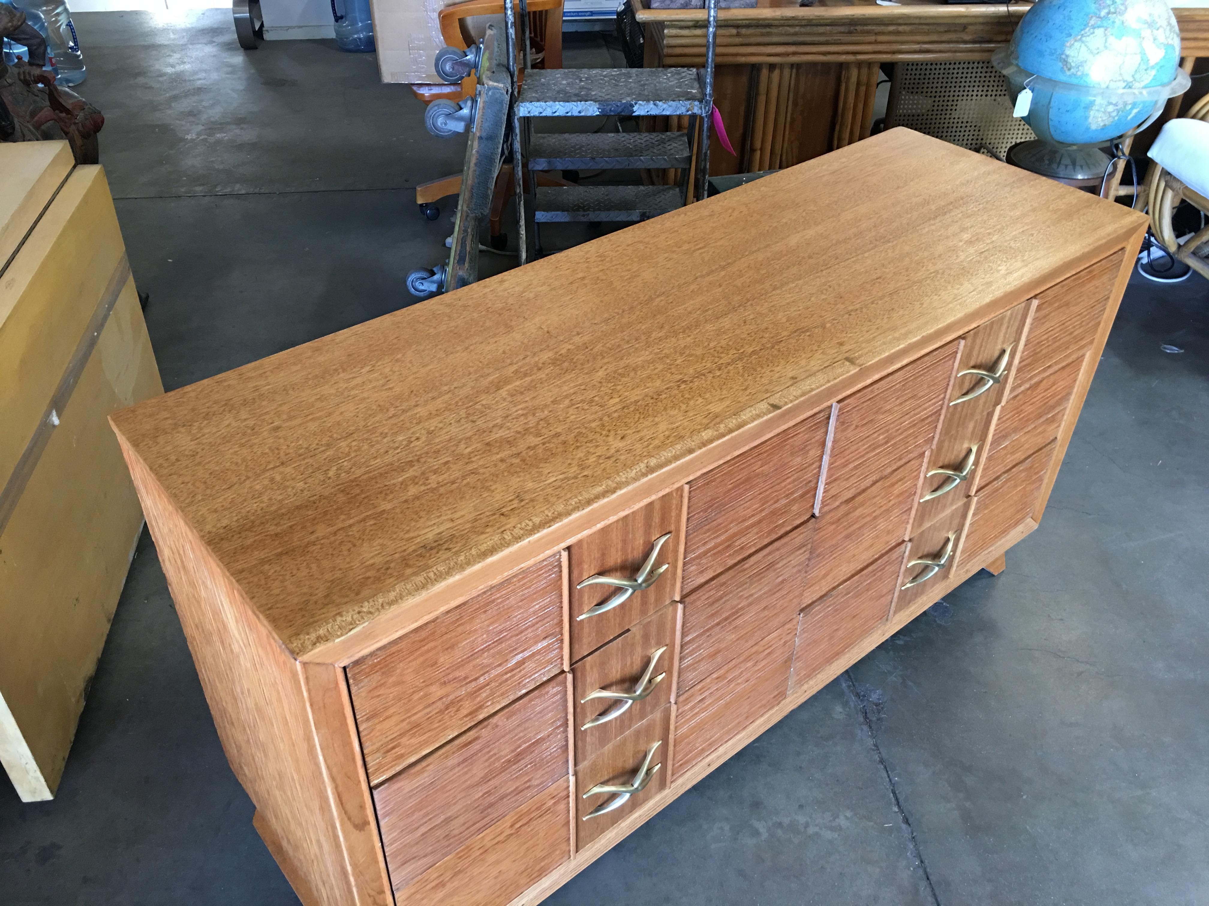 Mid-20th Century Restored Paul Frankl Combed Wood Chest of Drawers for Brown Saltman