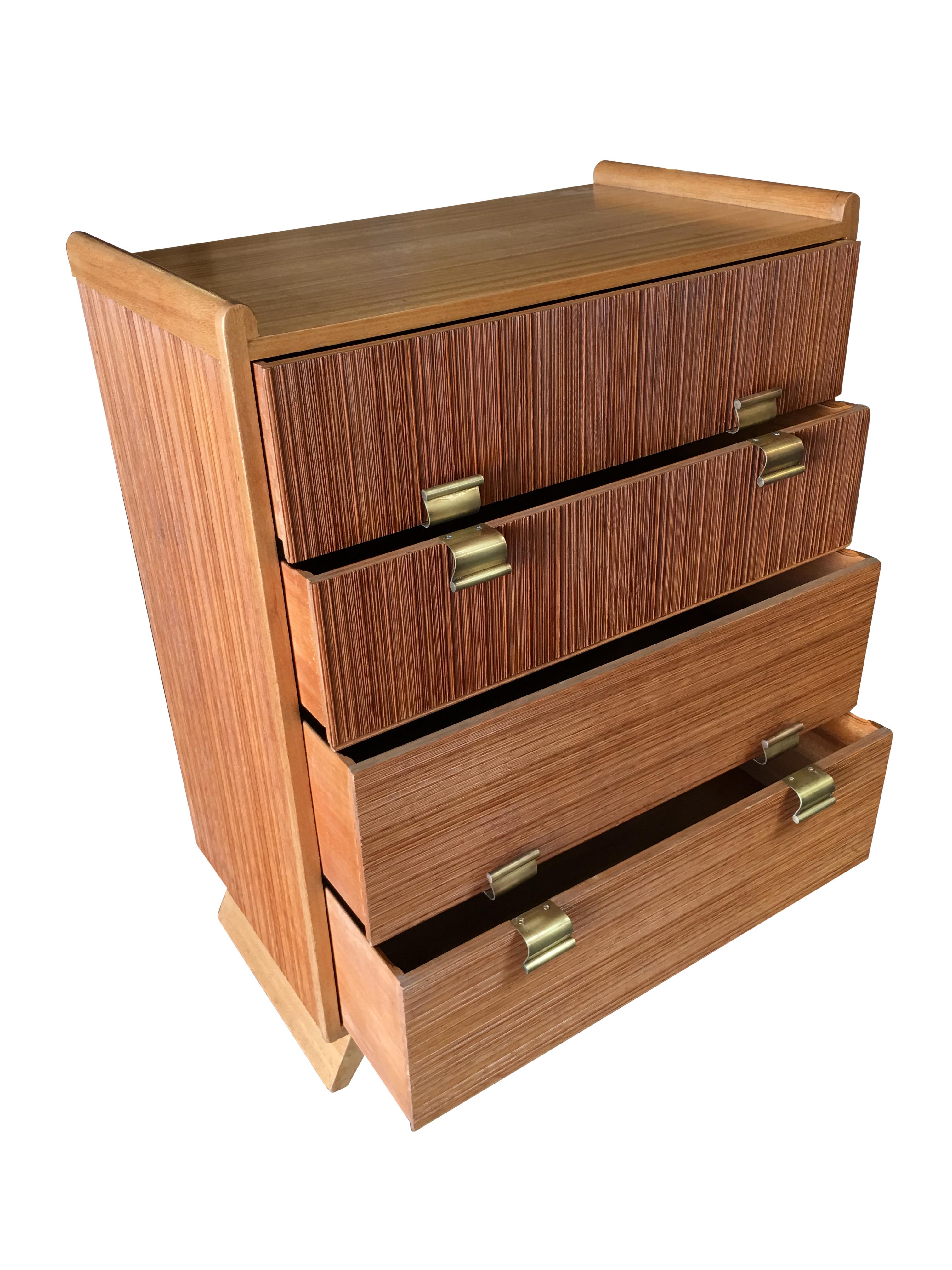 Mid-Century Modern Restored Paul Frankl Combed Wood Dresser for Brown Saltman