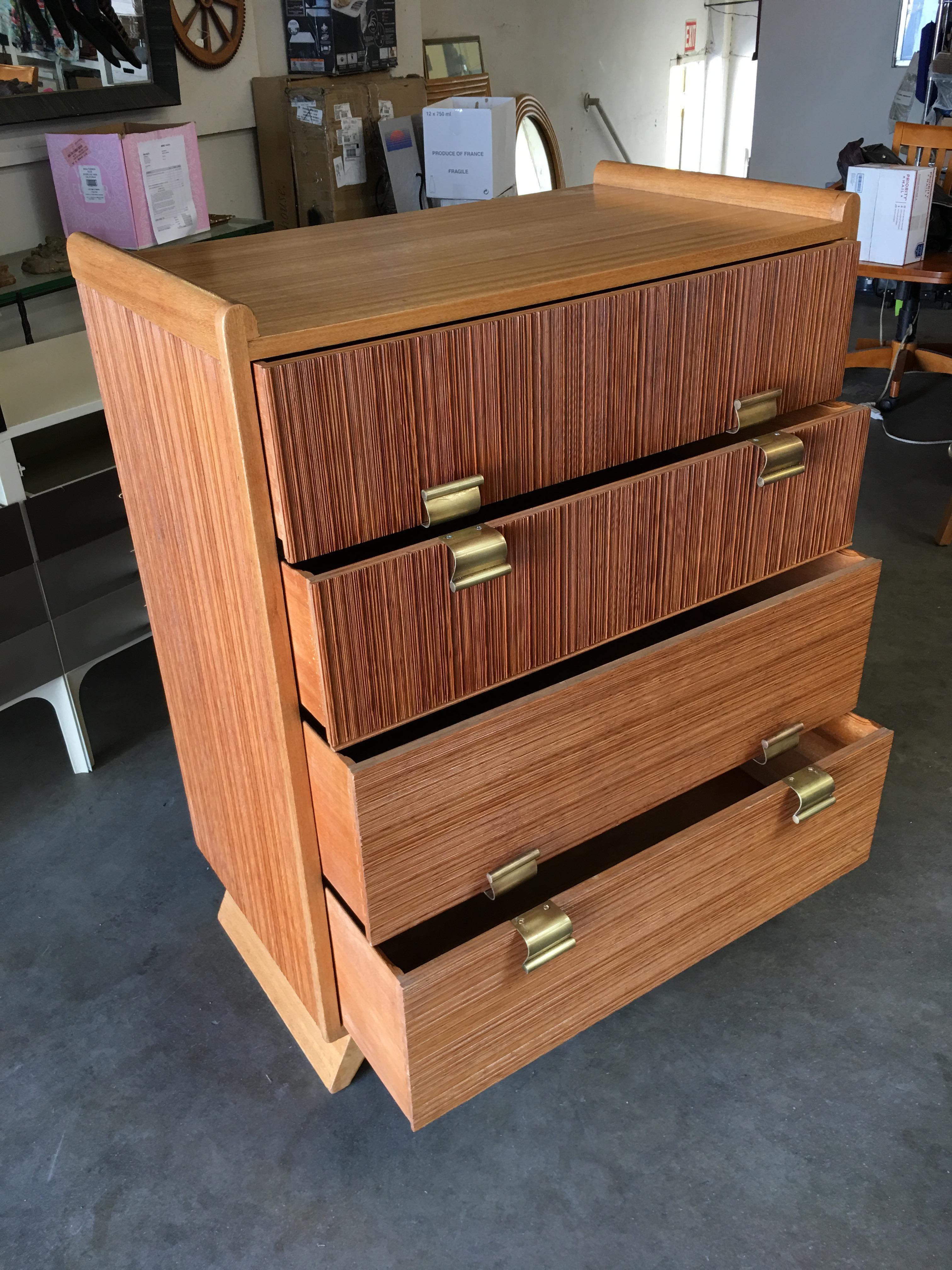 Restored Paul Frankl Combed Wood Dresser for Brown Saltman In Excellent Condition In Van Nuys, CA