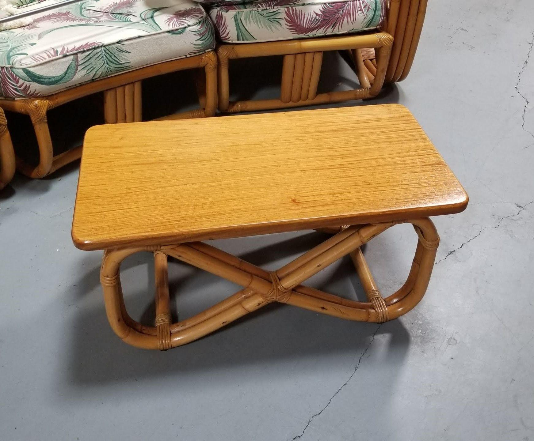 Restored Paul Frankl Double Strand Figure Eight Legs Mahogany Coffee Table In Excellent Condition For Sale In Van Nuys, CA