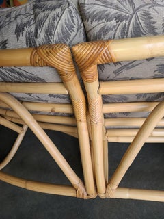 Restored Paul Frankl Four Strand Rattan Three-Seat Corner Sectional Sofa