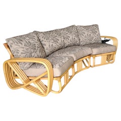 Impeccably restaurierter Paul Frankl Vierstrangiger Rattan-Dreisitzer-Eck-Eck-Kommodenschrank S