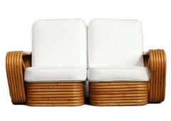 Restored Paul Frankl Six-Strand Square Pretzel Stacked Rattan Loveseat