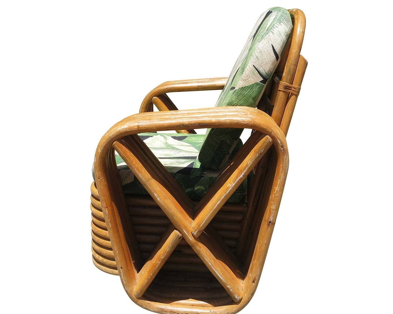 Art Deco Restored Paul Frankl Square Pretzel Rattan Children's Lounge Chair For Sale