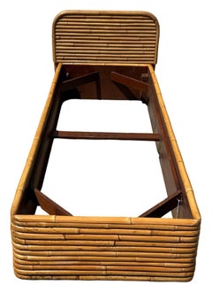Restored Paul Frankl Style Mid-Century Stacked Rattan Single Size Bed Frame