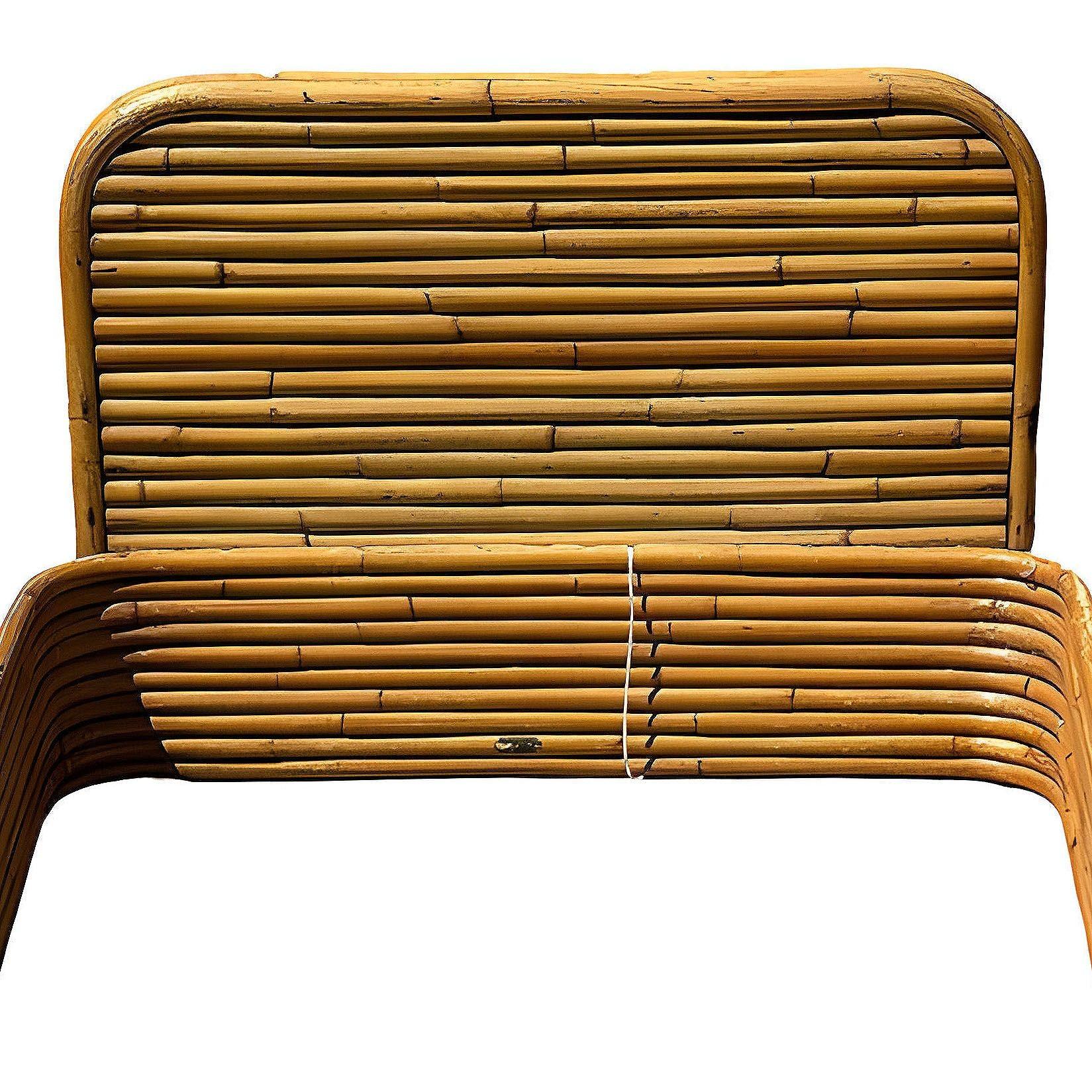 Cadre de lit simple taille en rotin empilé de style Paul Frankl restauré par Kane Kraft Excellent état - En vente à Van Nuys, CA