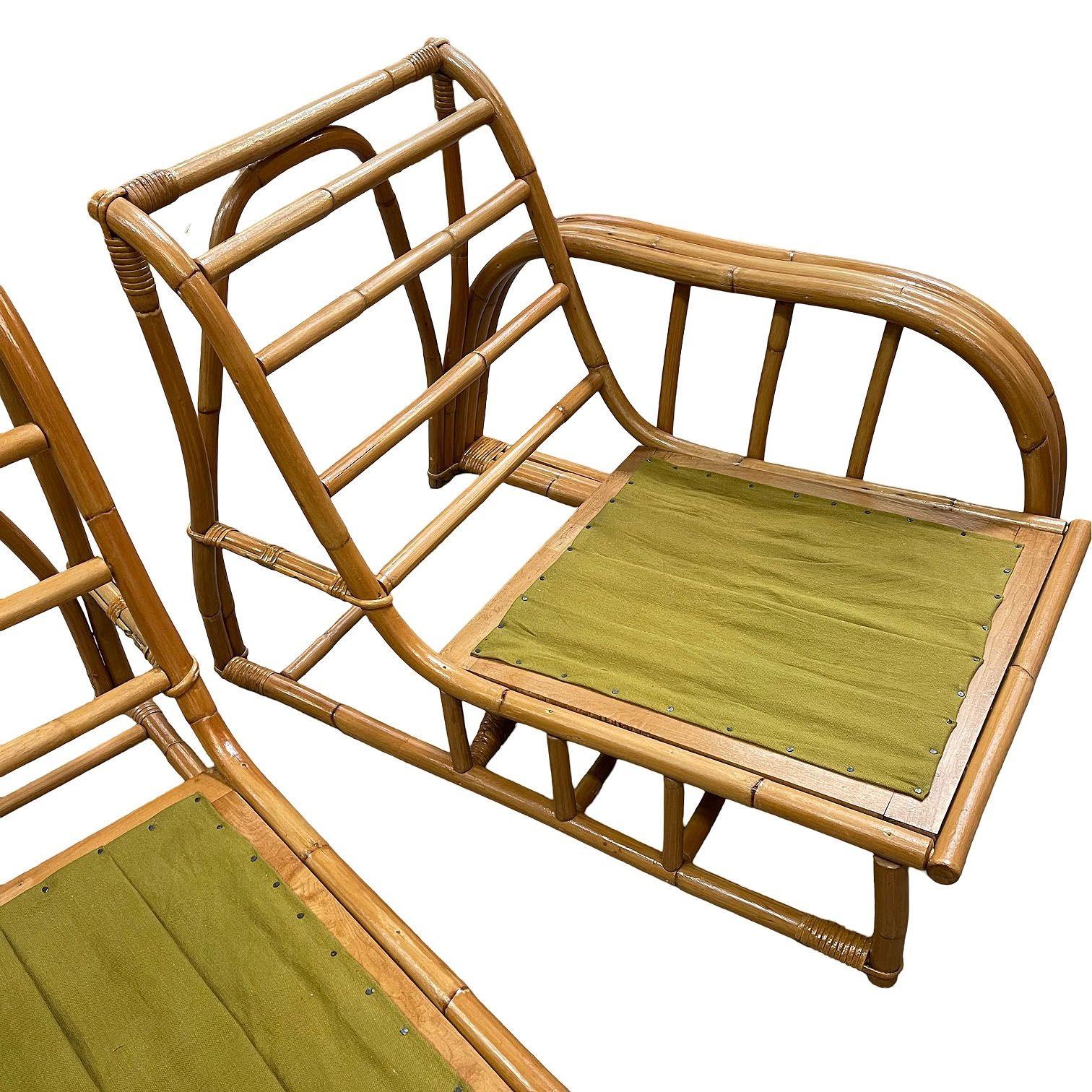Restored Paul Laszlo 3-Strand 3 Seat Rattan Sectional Sofa w/ Open Base For Sale 6