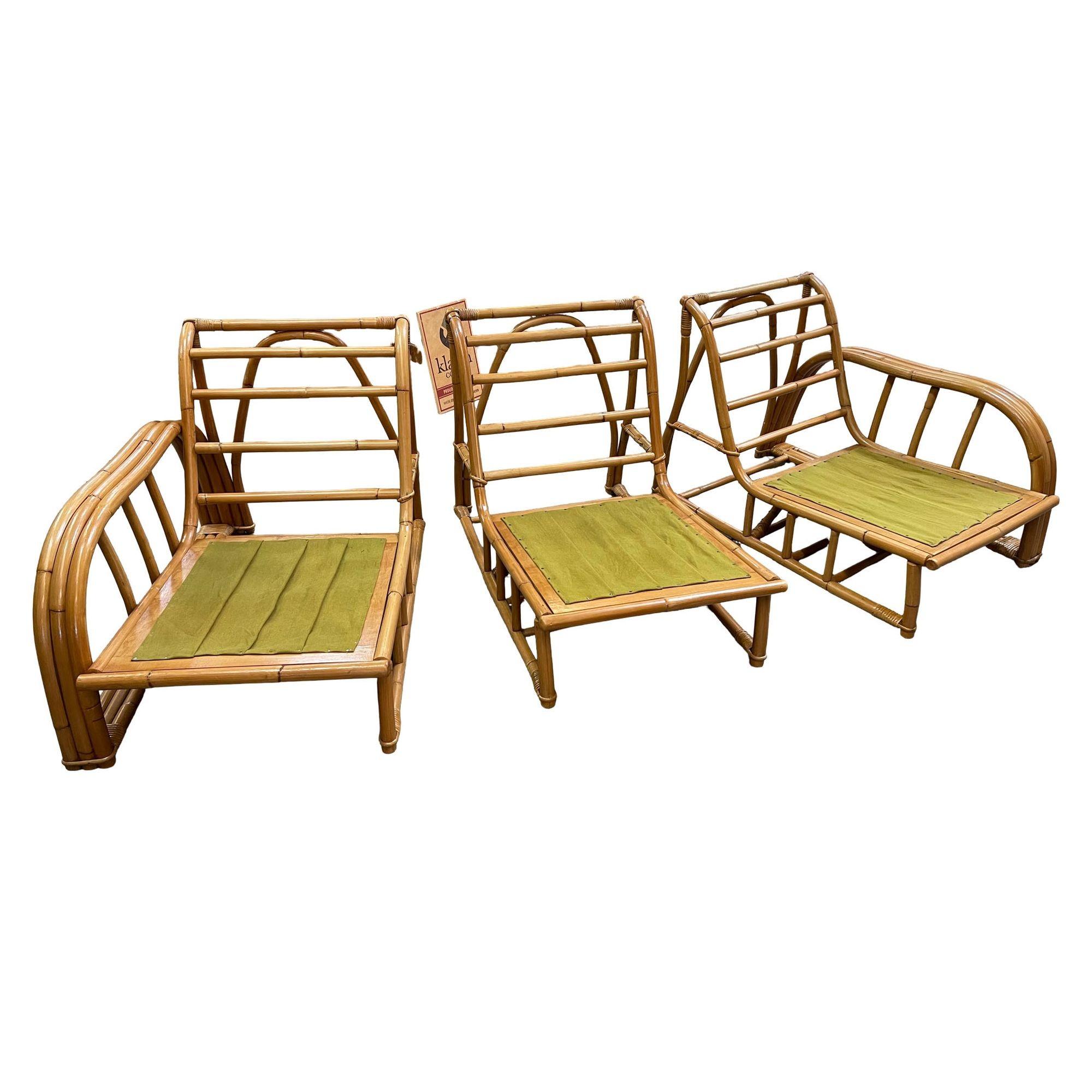 Restored Paul Laszlo 3-Strand 3 Seat Rattan Sectional Sofa w/ Open Base For Sale 2