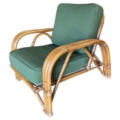 Restored Paul Lazslo Rattan Three-Strand "Staple" Arm Lounge Chair