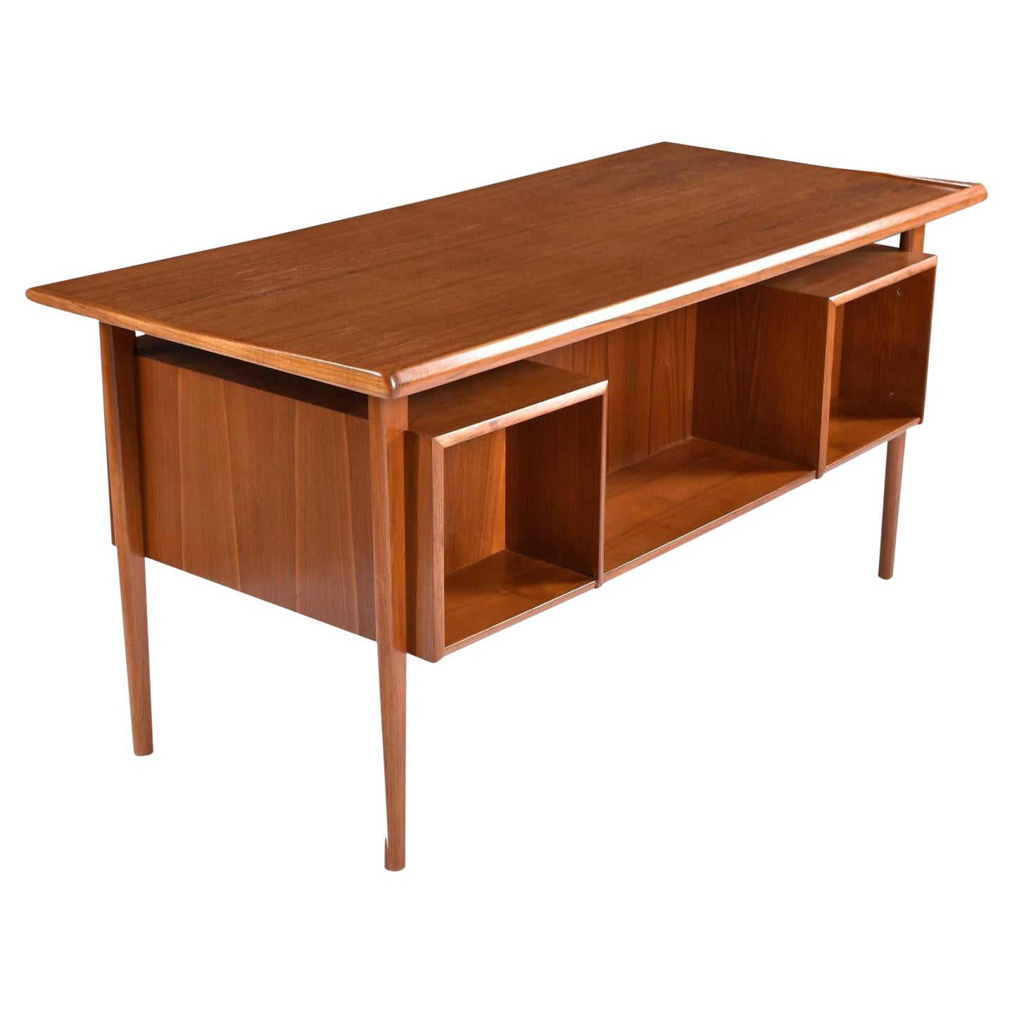 Restored Peter Lovig for Hedensted Danish Teak Desk with Bookcase Front