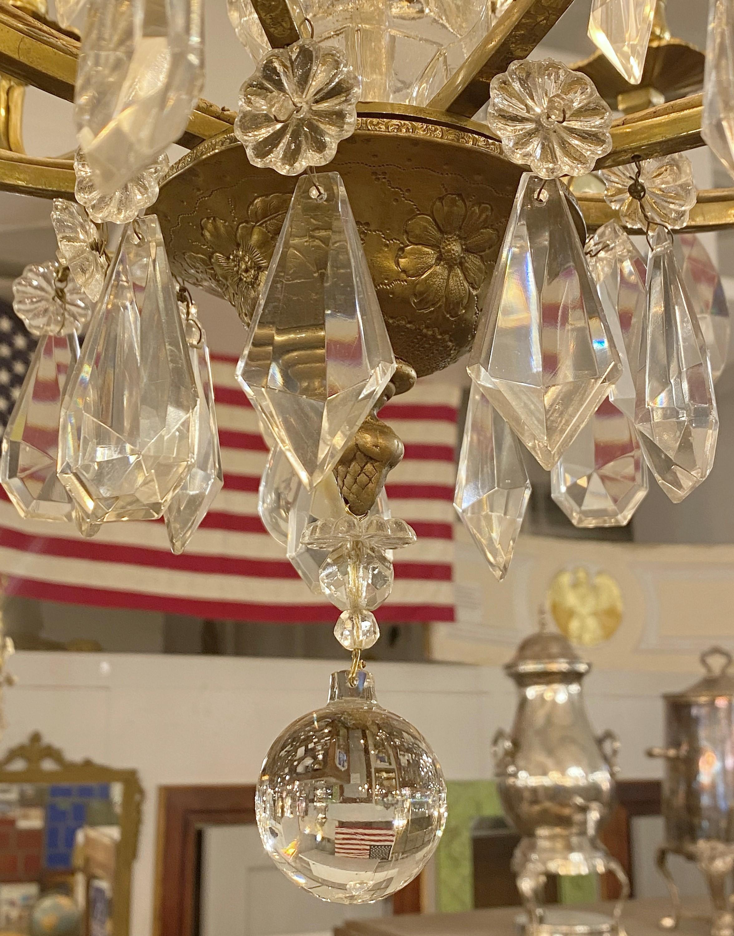 Restored 9 Light Petit French Crystal Louis XV Chandelier For Sale 4