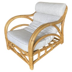 Restored Post War "1940s Transition" Rattan Lounge Chair, Pair