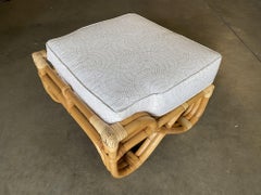 Restored Post War "1940s Transition" Rattan Lounge Chair with Ottoman