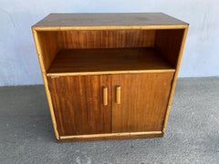 Restored Post War Mahogany Cabinet with Rattan Accents