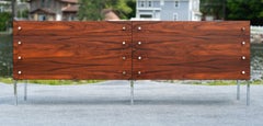 Credenza de 6 cajones de palisandro y cromo restaurada de Poul Norreklit para Sigurn Hansen