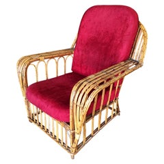 Restored "President's" Art Deco Stick Rattan Lounge Chair