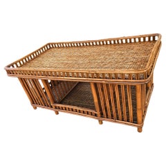 Restored Presidents Stick Reed Rattan "Nantucket" Storage Coffee Table