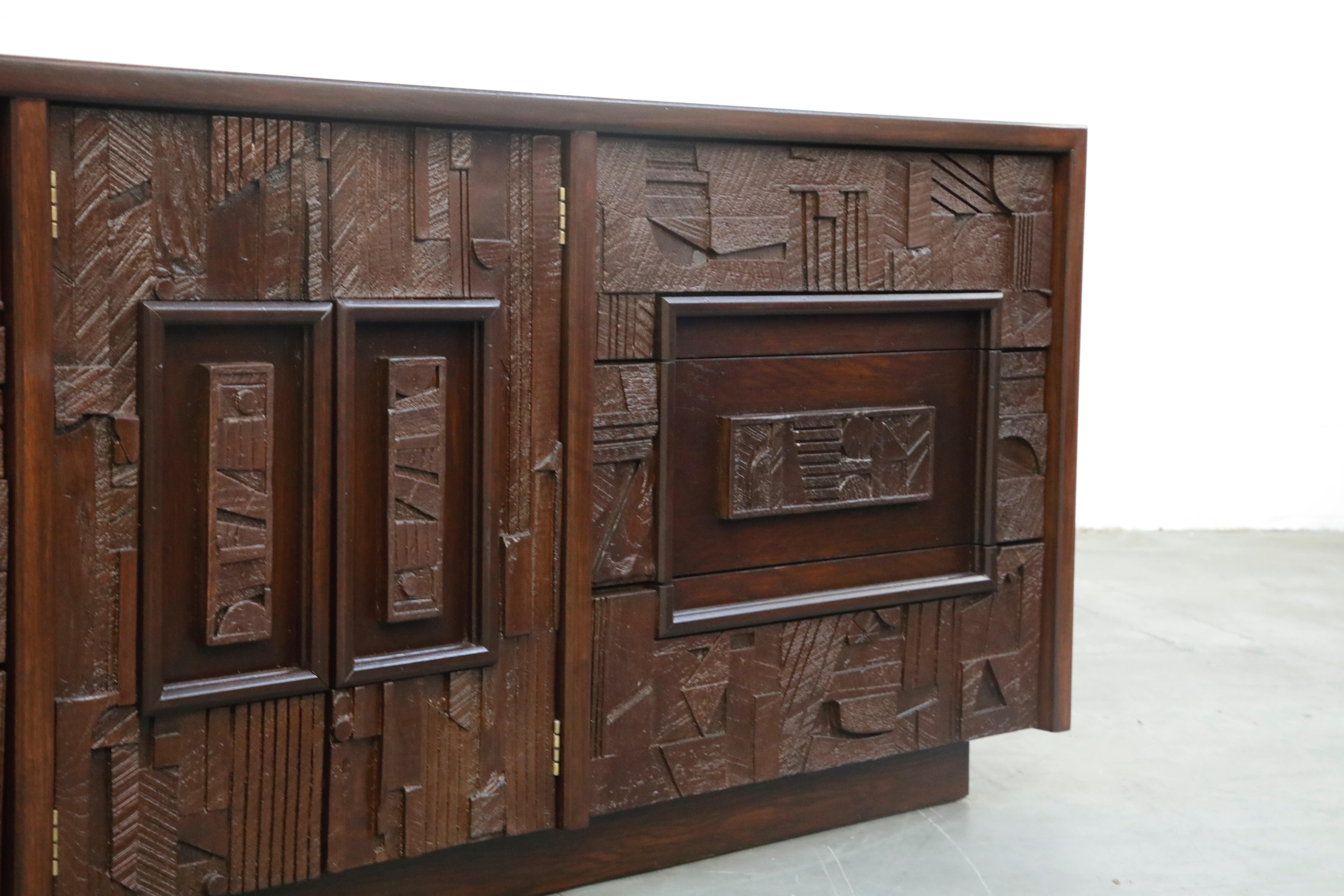 Restored 'Pueblo' Brutalist Bedroom Dresser Set by Lane, 1970s, Signed 10