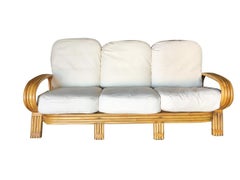 Restored "R" Arm 3 Seat Sofa with Quad Pole Rattan Design