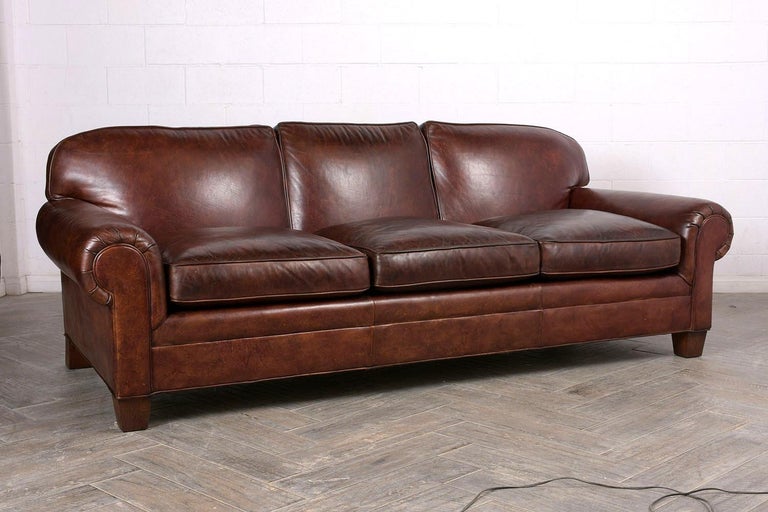 ralph lauren leather with fabric sofa