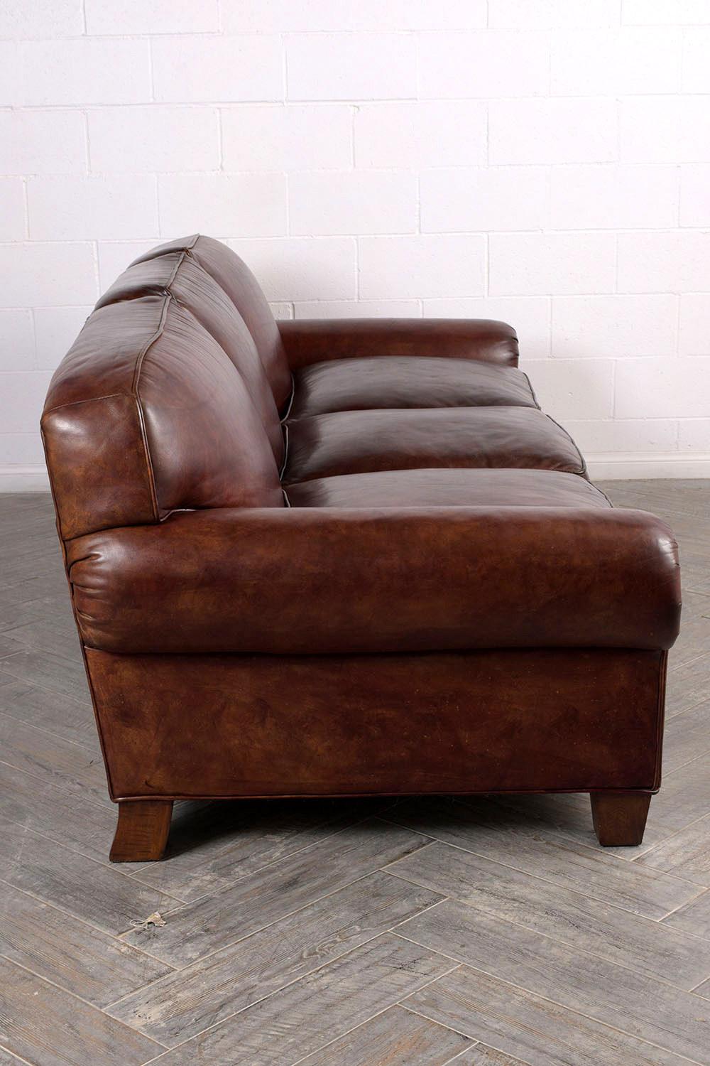 Restored Ralph Lauren Leather Sofa In Good Condition In Los Angeles, CA