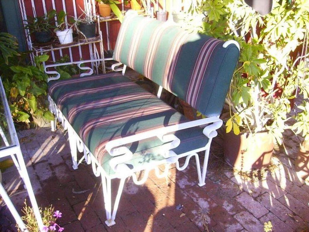 American Restored Rare 14 Piece Méandre Outdoor Patio Set by Walter Lamb for Pacific Iron For Sale