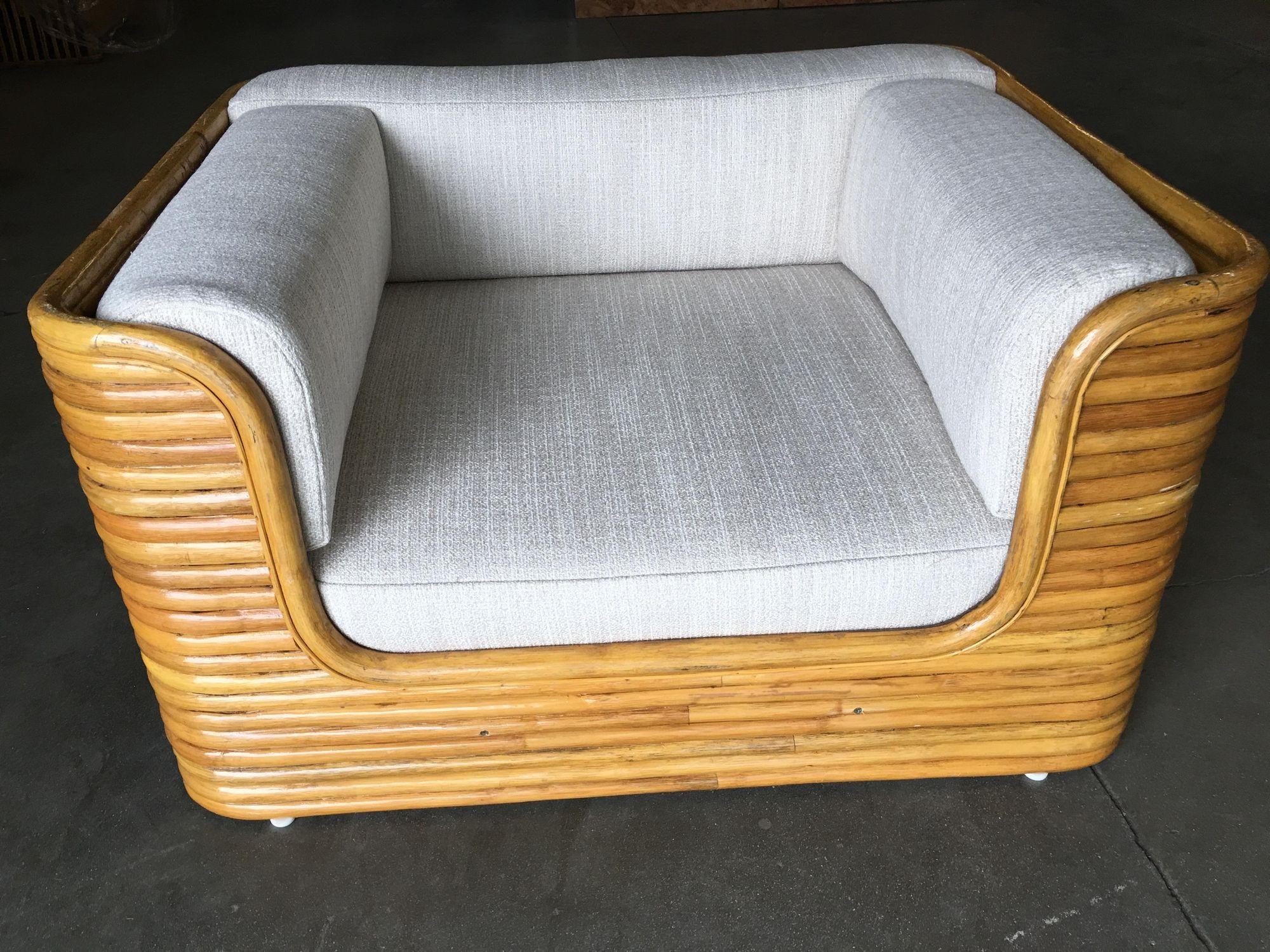 American Restored Rare Full Stacked Rattan Lowboy Lounge Chair For Sale
