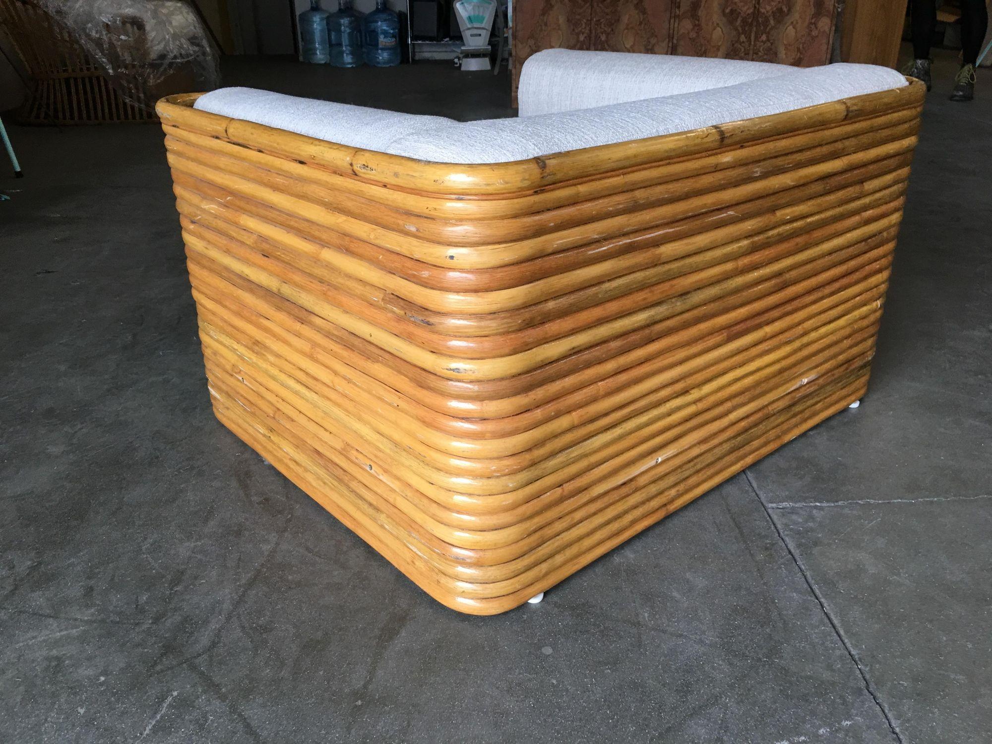 Restored Rare Full Stacked Rattan Lowboy Lounge Chair For Sale 2