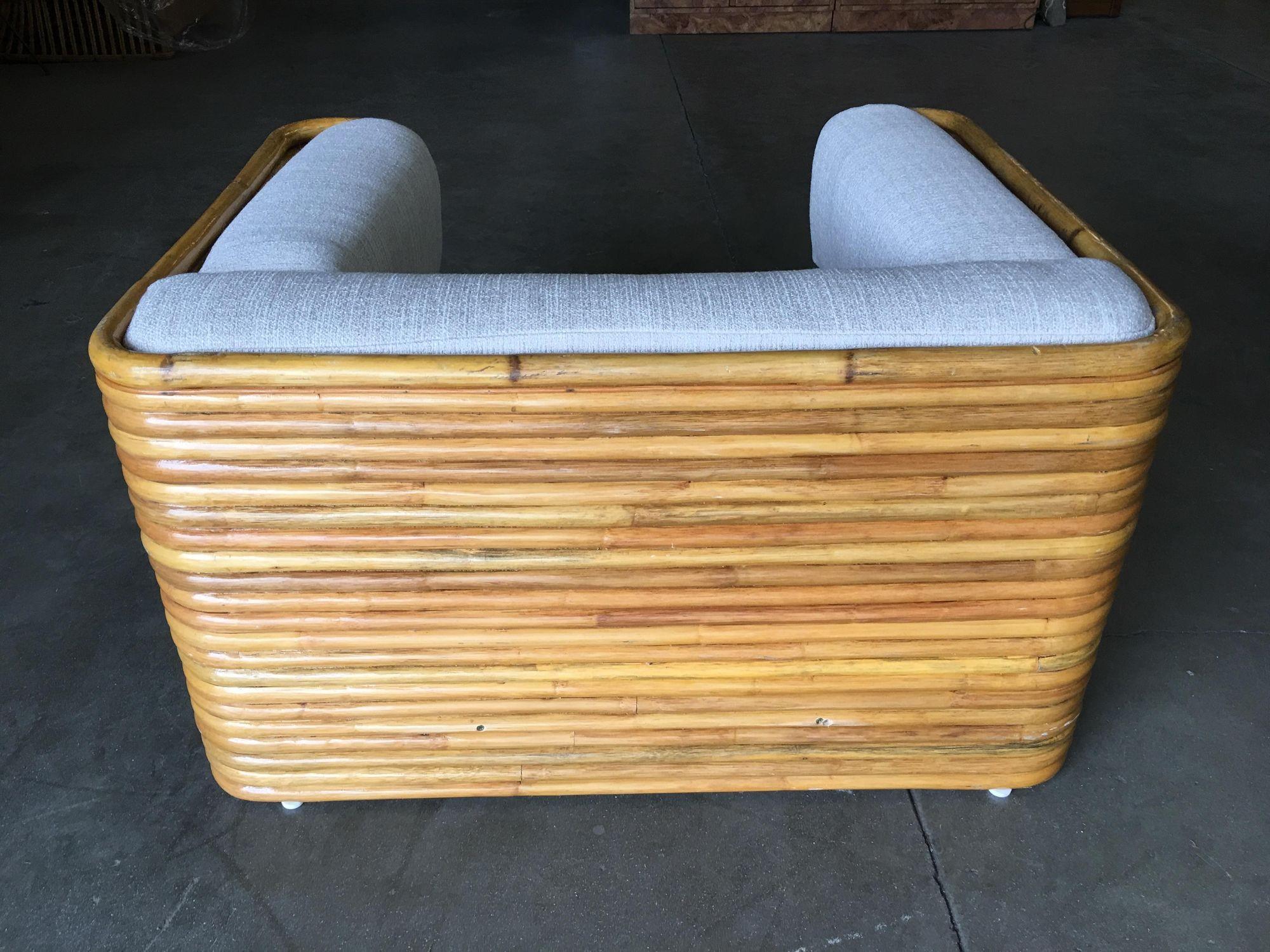 Restored Rare Full Stacked Rattan Lowboy Lounge Chair For Sale 3
