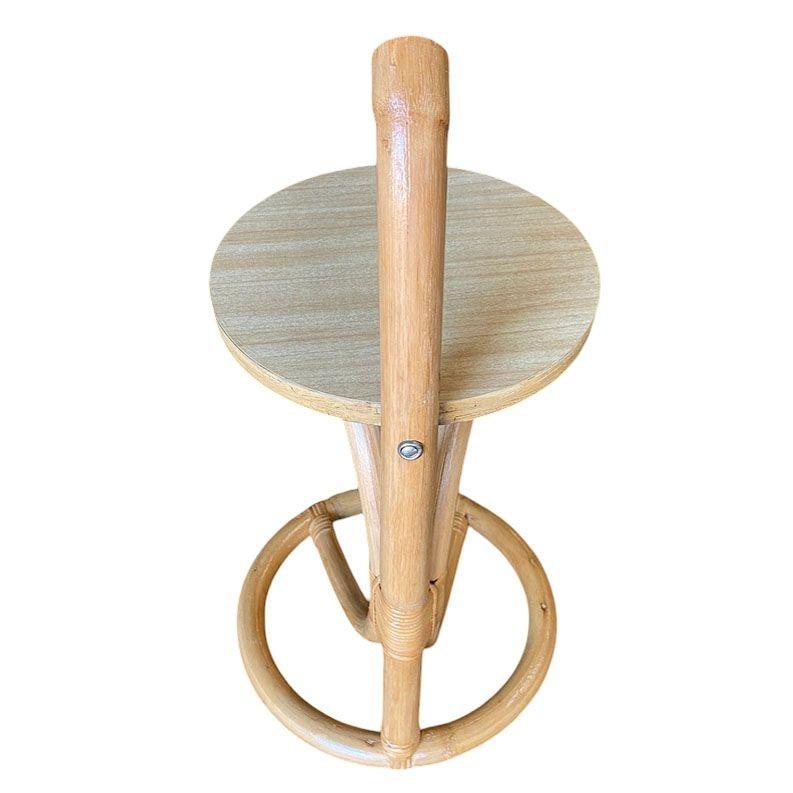 Mid-20th Century Restored Rare Portable Rattan Side Table Drink Shelf Stand w/ Handle For Sale
