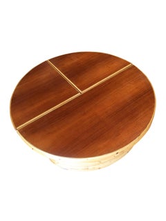 Restored Rare Round "Pie" Sectional Coffee Table with Mahogany Top