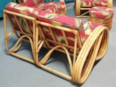 Restored Rattan 3-strand 3/4 Pretzel Arm Sofa and Settee Livingroom Set