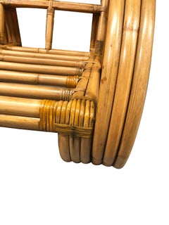 Restored Mid-century Rattan 3-Strand Full Pretzel 3-Seat Sectional Sofa