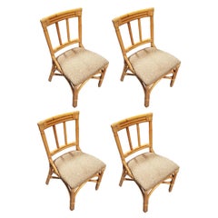 Restored Rattan 3-Strand Slat Back Dining Chairs
