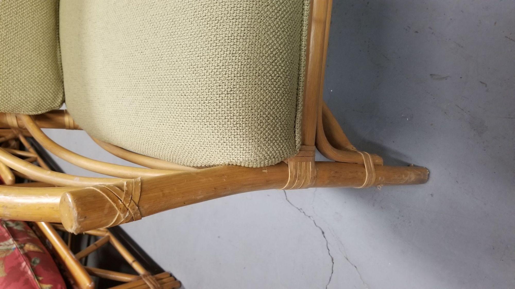 Restored Rattan Barrel Back Dining Chair Armchair W/ Skeleton Arms - Pair of Two In Excellent Condition In Van Nuys, CA