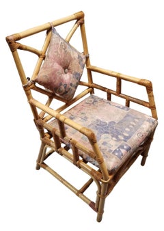 Restored Rattan Chippendale Style Dining Chairs with Diamond Back, Set of 7