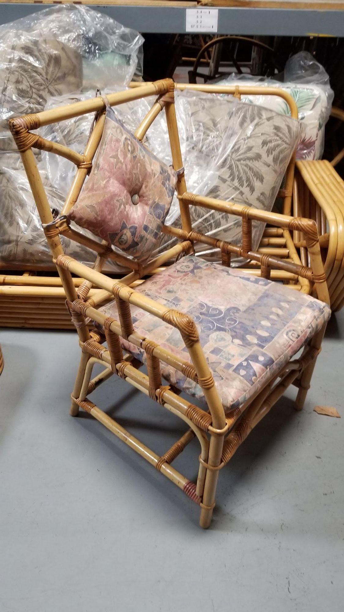 Restored Rattan Chippendale Style Dining Chairs with Diamond Back, Set of 7 For Sale 3