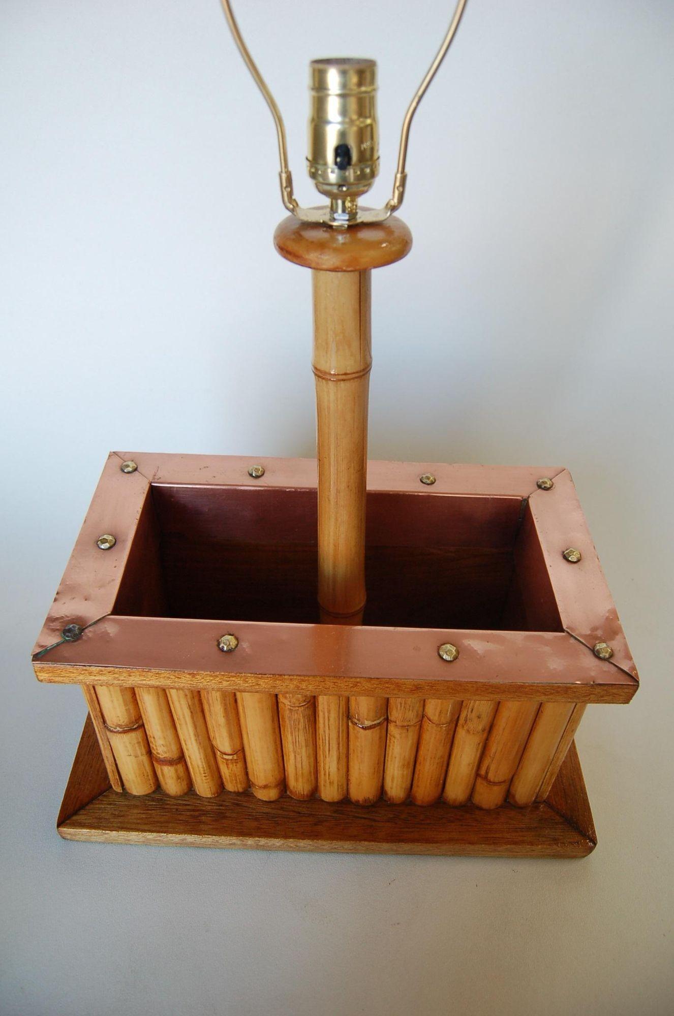 Restored Rattan & Copper Planter Table Lamp For Sale 5
