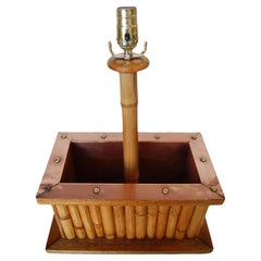 Used Restored Rattan & Copper Planter Table Lamp