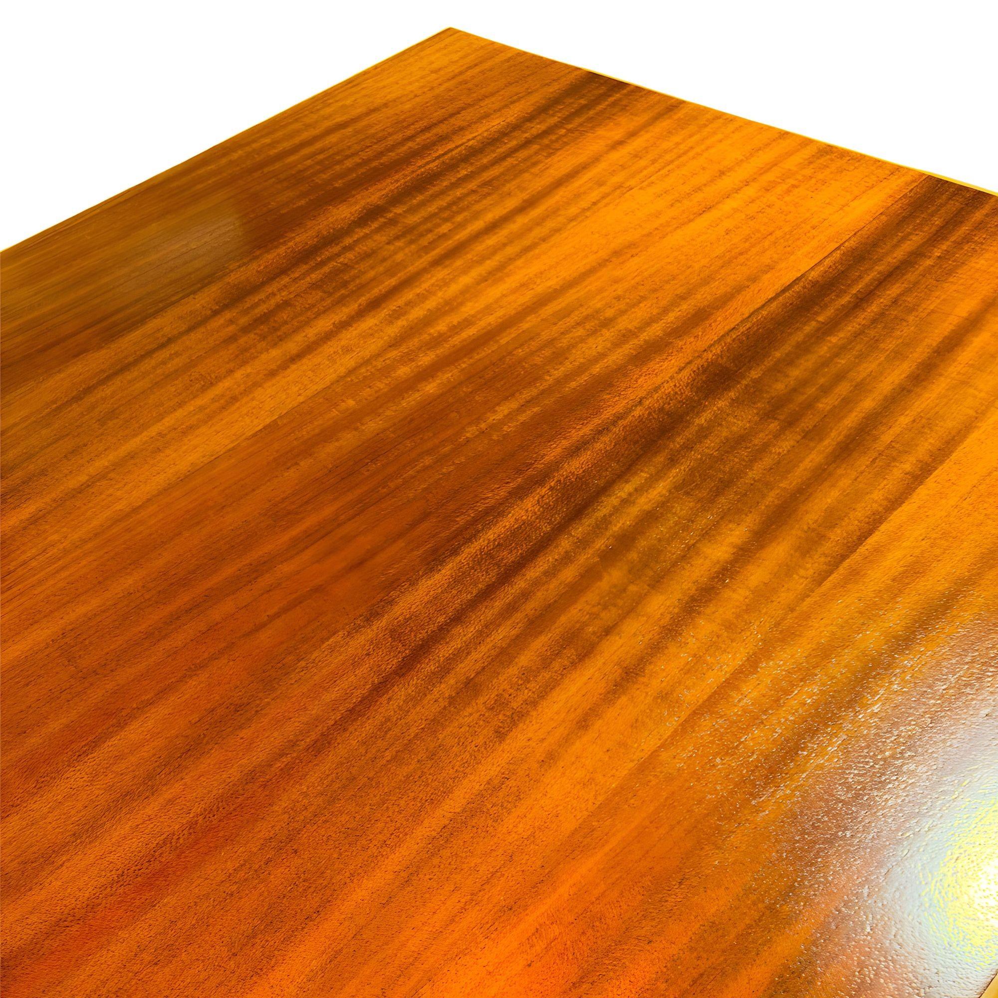 Restored Rattan & Curly Mahogany Square Coffee Table w/ Stacked Rattan Legs For Sale 1